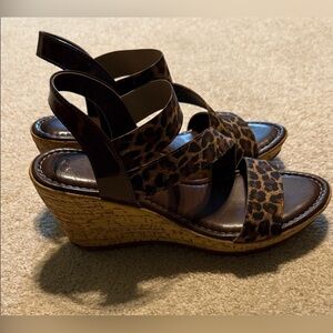 Leopard Print Wedge Sandals Tuscany easy street size 8.5